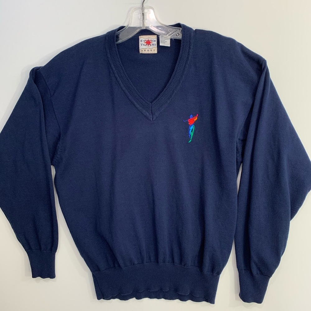 Cotton Traders M v neck golf sweater navy